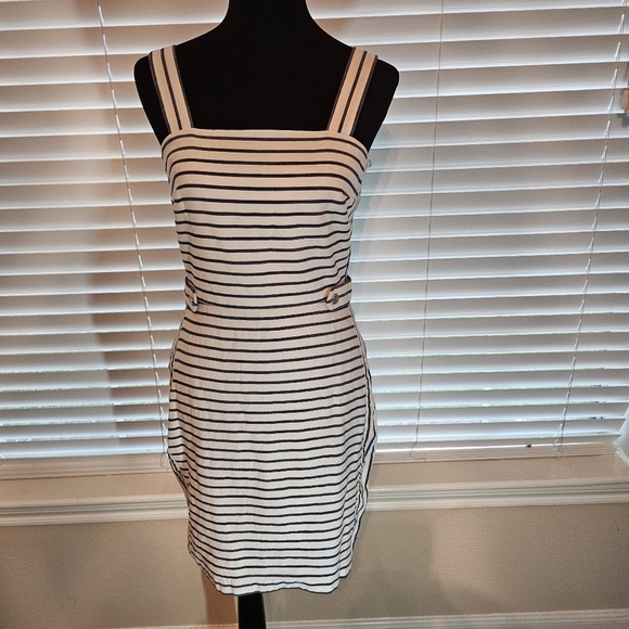 Banana Republic Striped Navy Blue and White Dress Size 6 - Picture 2 of 8